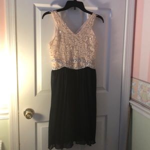 Fancy sequined navy and light pink dress